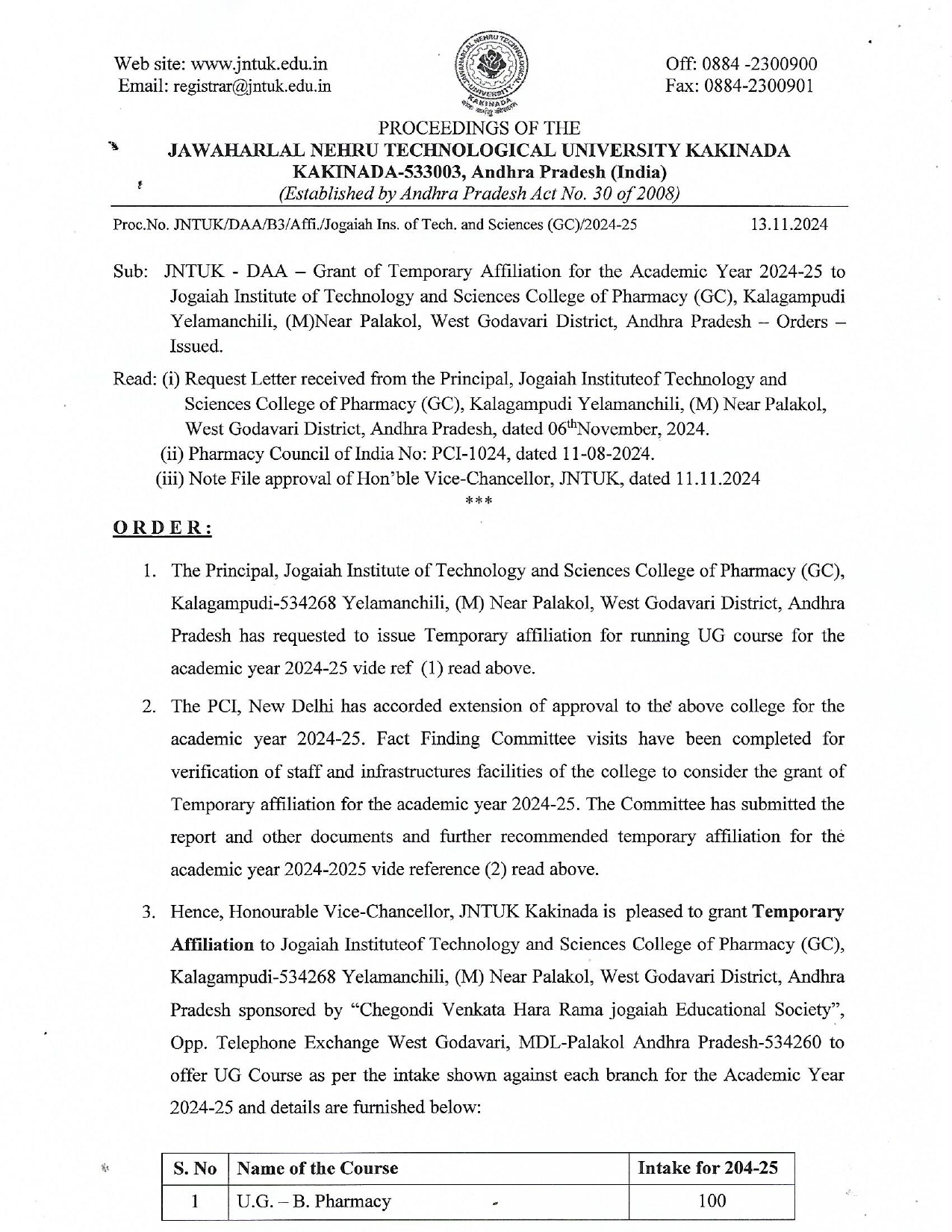 JNTUK AFFILLIATION 2024-25_page-0001